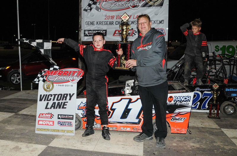 cole shanteau wins first place in mini wedge race at merritt speedway